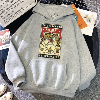 'This place has the best entertainment' cat dad hoodie