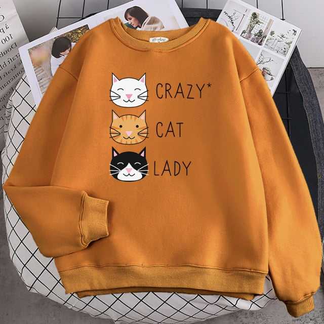 crazy cat lady cat sweatshirt for women cartoon cat sweatshirt for female sweatshirt for cat lady