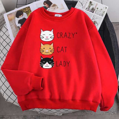 crazy cat lady cat sweatshirt for women cartoon cat sweatshirt for female sweatshirt for cat lady