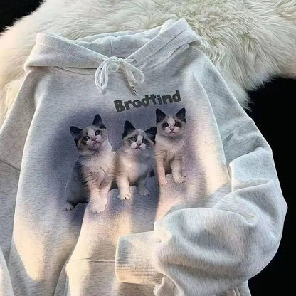 Triplet Siblings Cute Cat Hoodie