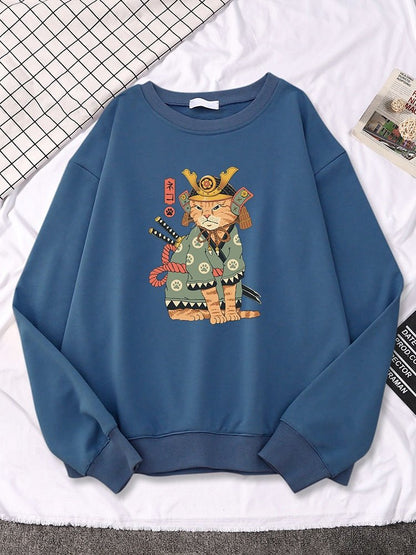 a blue cat lover sweatshirt with japanese style design