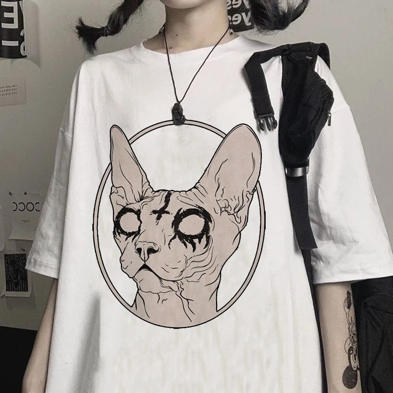 trendy and oversize cool cat shirts in white