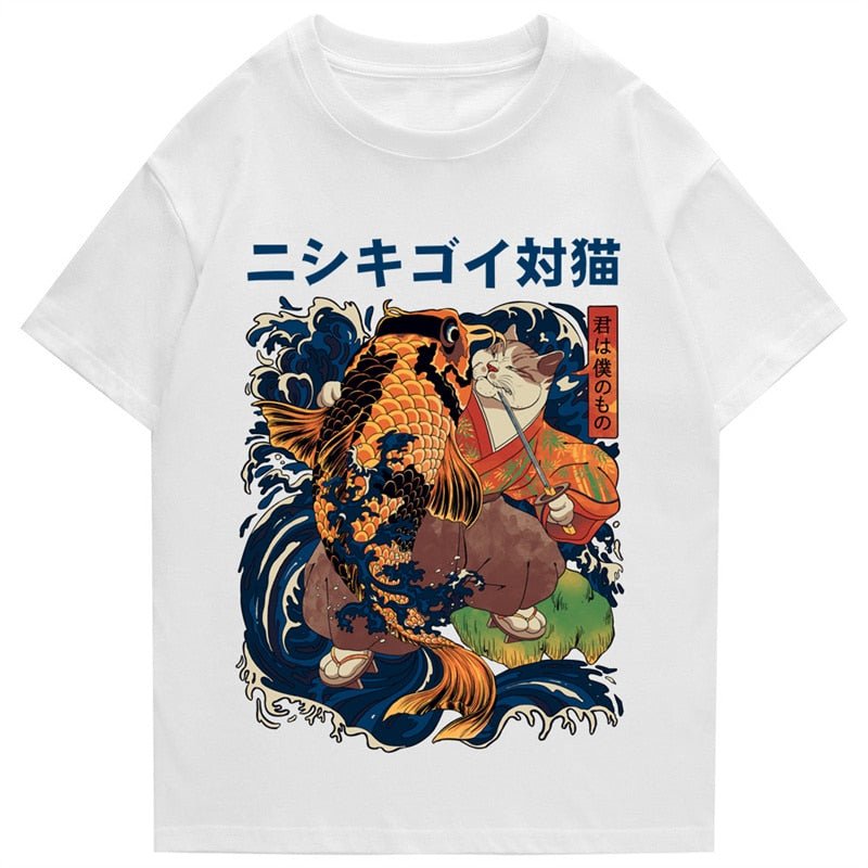 Kimono Cat & Ocean Dance Tee | A Unique Japanese Culture Cat