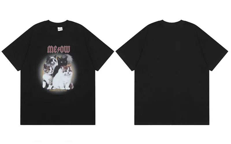 Vintage Rock Band "MEOW" Cat T-Shirt