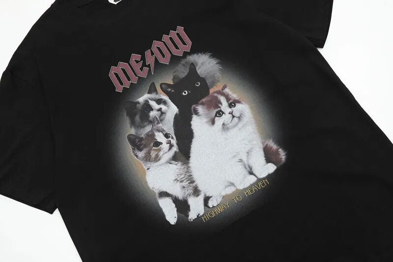 Vintage Rock Band "MEOW" Cat T-Shirt