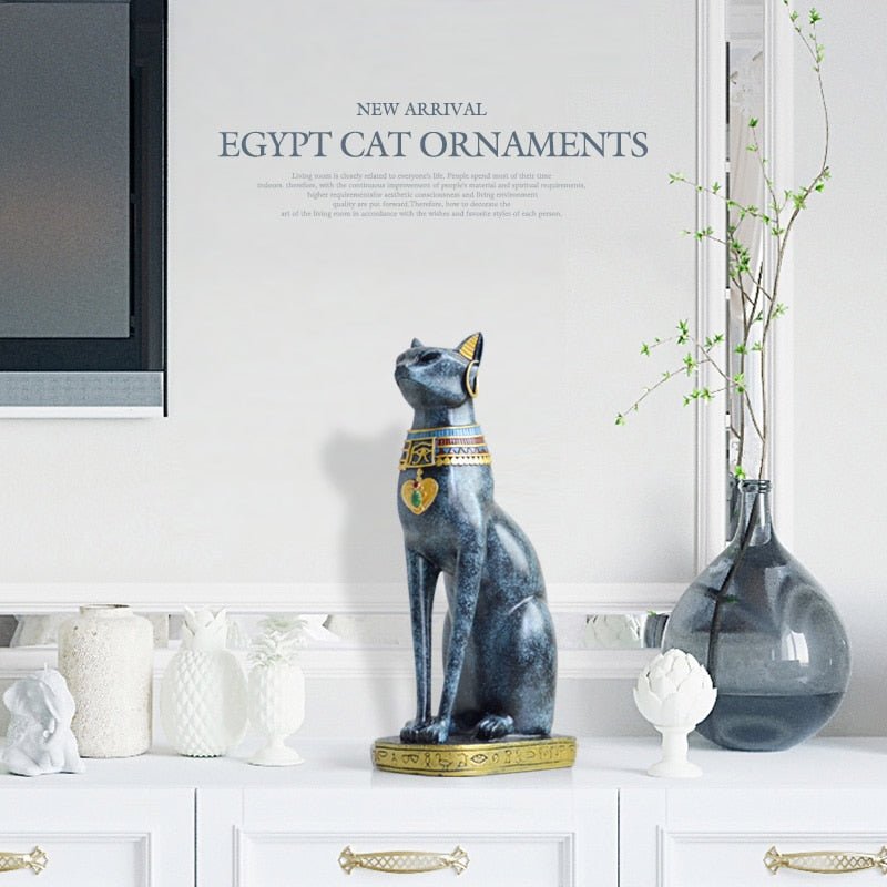 a home decor of a cat sculpture at the living room