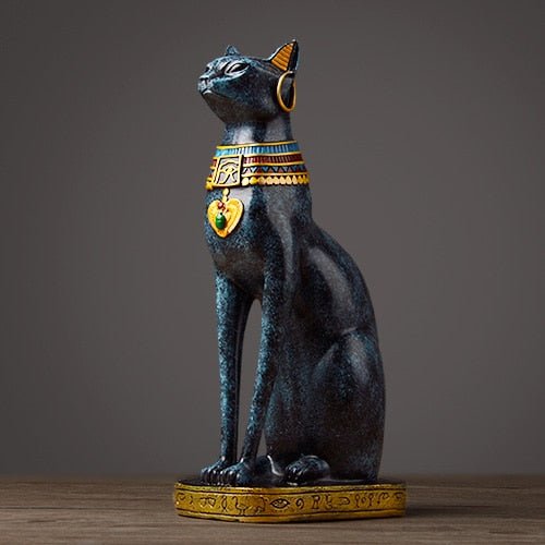 a textured blue color egyptian cat sculptures for home decor
