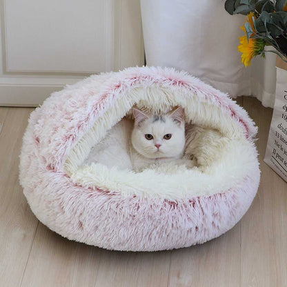 cat bed with modern design in pink color