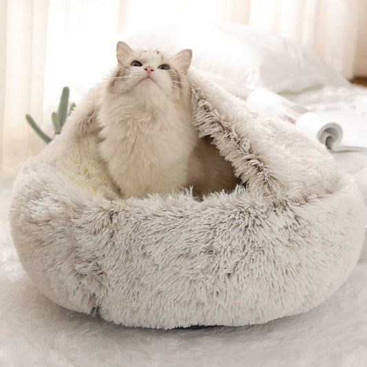 comfortable looking bedding for cats that give calming effect for anxious cats in neutral color