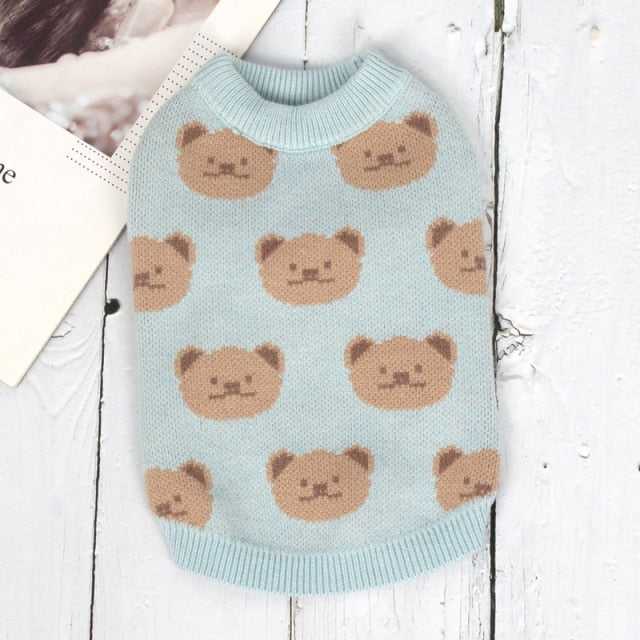 a cute cat knitted sweater with bear design