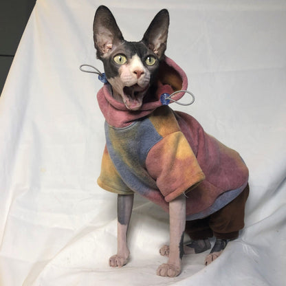 Water color pattern hoodie for cats