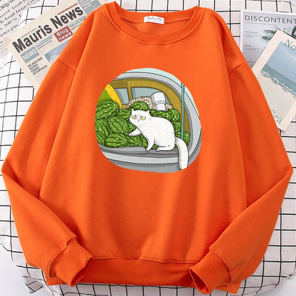 Watermelon & Cat Funny Cat Sweatshirt