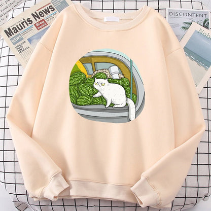 Watermelon & Cat Funny Cat Sweatshirt