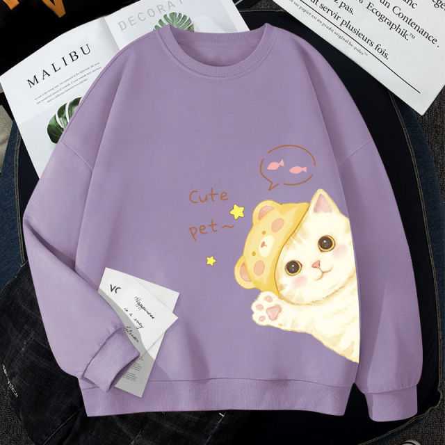purple color adorable cat mom sweatshirt hoodie