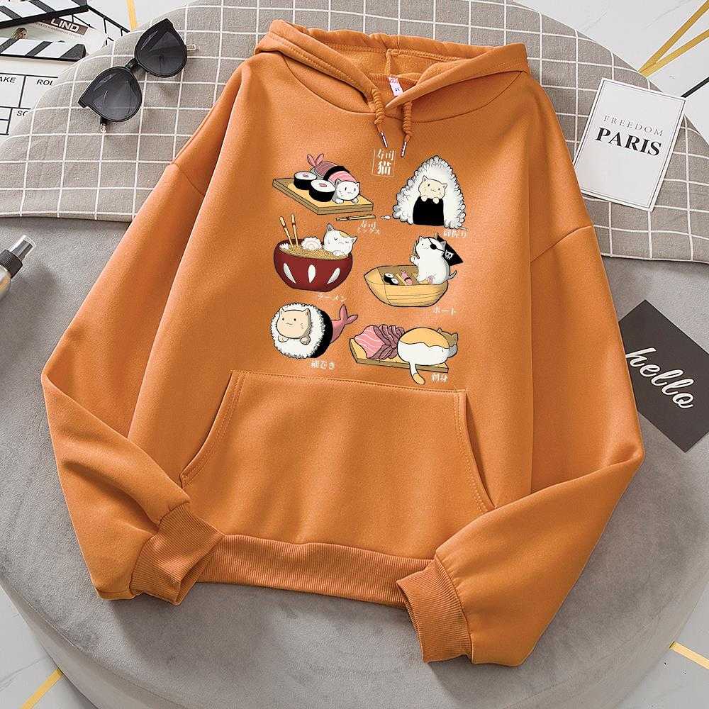 khaki color hoodie made for cat moms featuring cats get wrapped in sushi which looks cool and cute