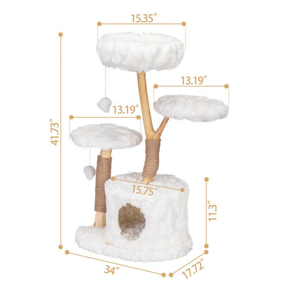 'White angel' cloud-inspired modern jungle cat tree