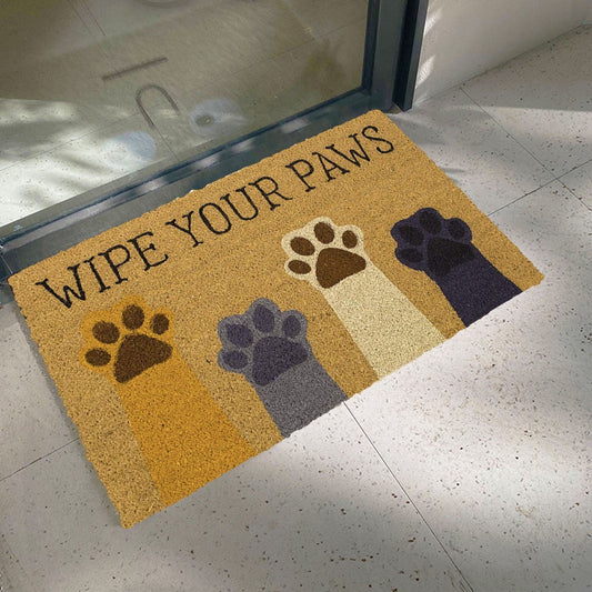 Wipe your paws' welcome cat carpet cat rug