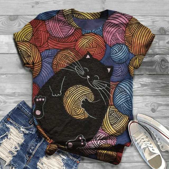 3D cat t shirts for women