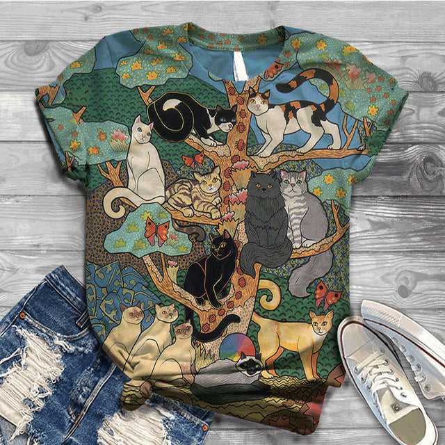 Cartoon cat shirt best sale