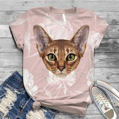 Women 3D Print Lovely Cat T Shirt