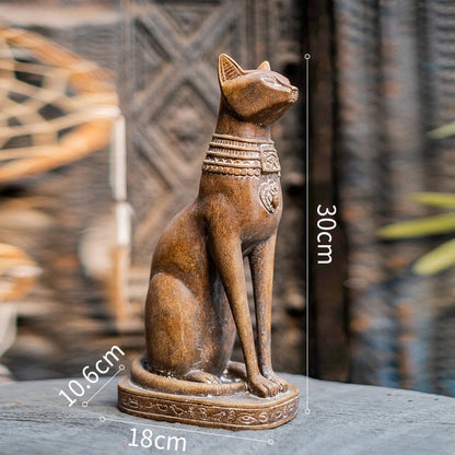 a resin-crafted cat sculpture of an egyptian cat for home decor
