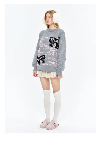 Y2K Outline Cat Themed Sweatshirts