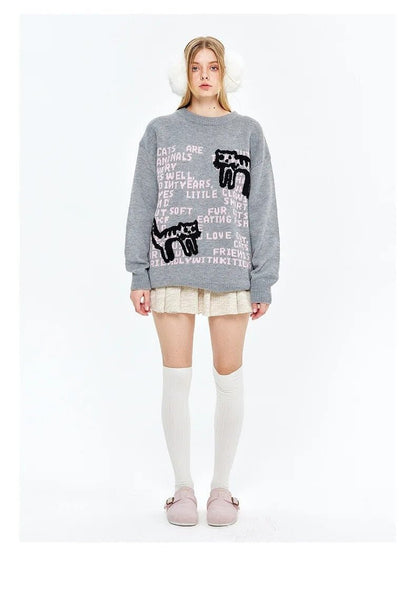 Y2K Outline Cat Themed Sweatshirts