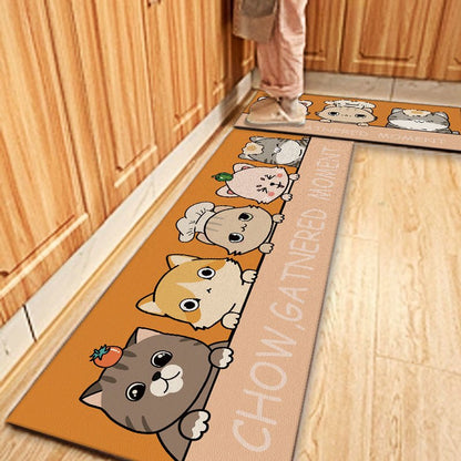 Yummy Fish' adorable cartoon cats carpet rug for kitchen