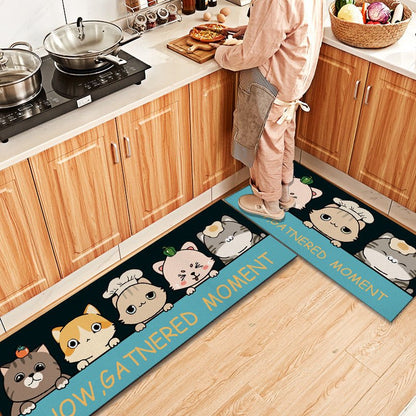 Yummy Fish' adorable cartoon cats carpet rug for kitchen